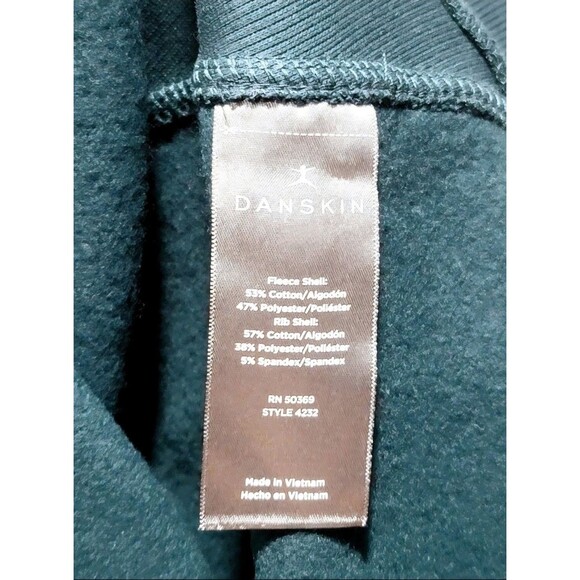Danskin Half Zip Mixed Rib Cozy Hoodie Thumbholes Kangaroo Pocket Green Women XS - Picture 10 of 10